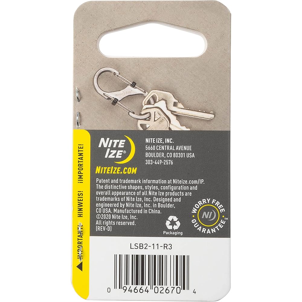 Nite Ize S-Biner SlideLock Carabiner #2 Silver 2.5 in (6.4 cm) Multi-Use Clip