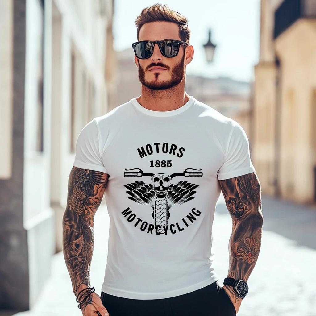 The best product for you Schedel T-shirt Heren Zwart T-shirt Mode Motorfiets Punk 3D Geprint Hip Hop Heren T-shirt Kleding Casual Cool Rock Streetwear T-shirts XL wit
