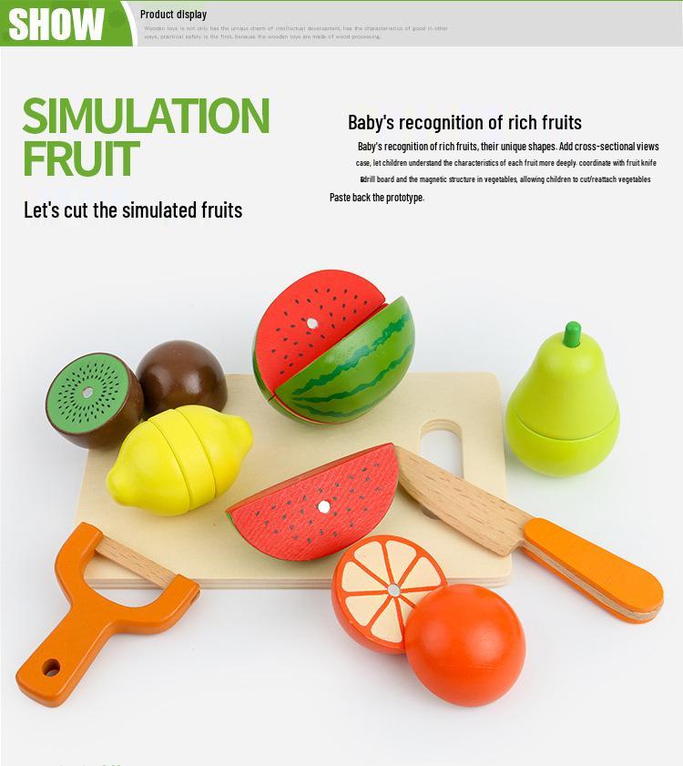 Qie Qie Le Kids' Educational Wooden Kitchen Toy Set: Magnetic Fruits & Vegetables for Ages 4-6