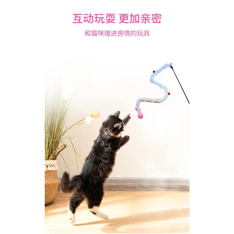 New Pet Products Colorful Plush Strips Funny Cat Stick Cat Toy Bell Decompression Interactive Cat Toy