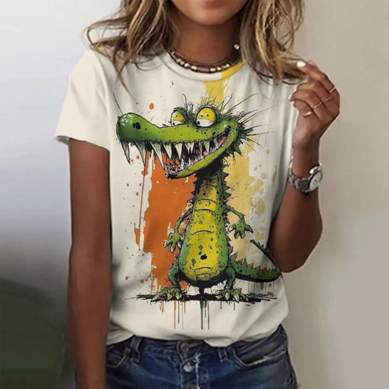 

Футболка с изображением собак в стиле аниме, женская, с 3D-принтом, с милым рисунком животных в стиле ретро, с круглым вырезом, футболка Harajuku, повседневные женские футболки с коротким рукавом XL