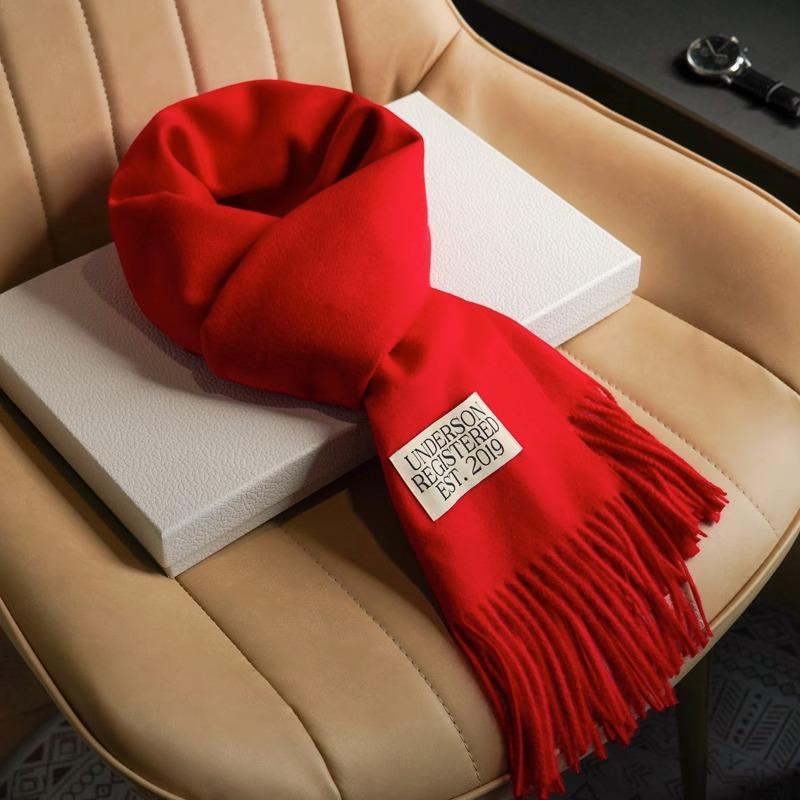 Scarf for men and women, warm in autumn and winter, red scarf.