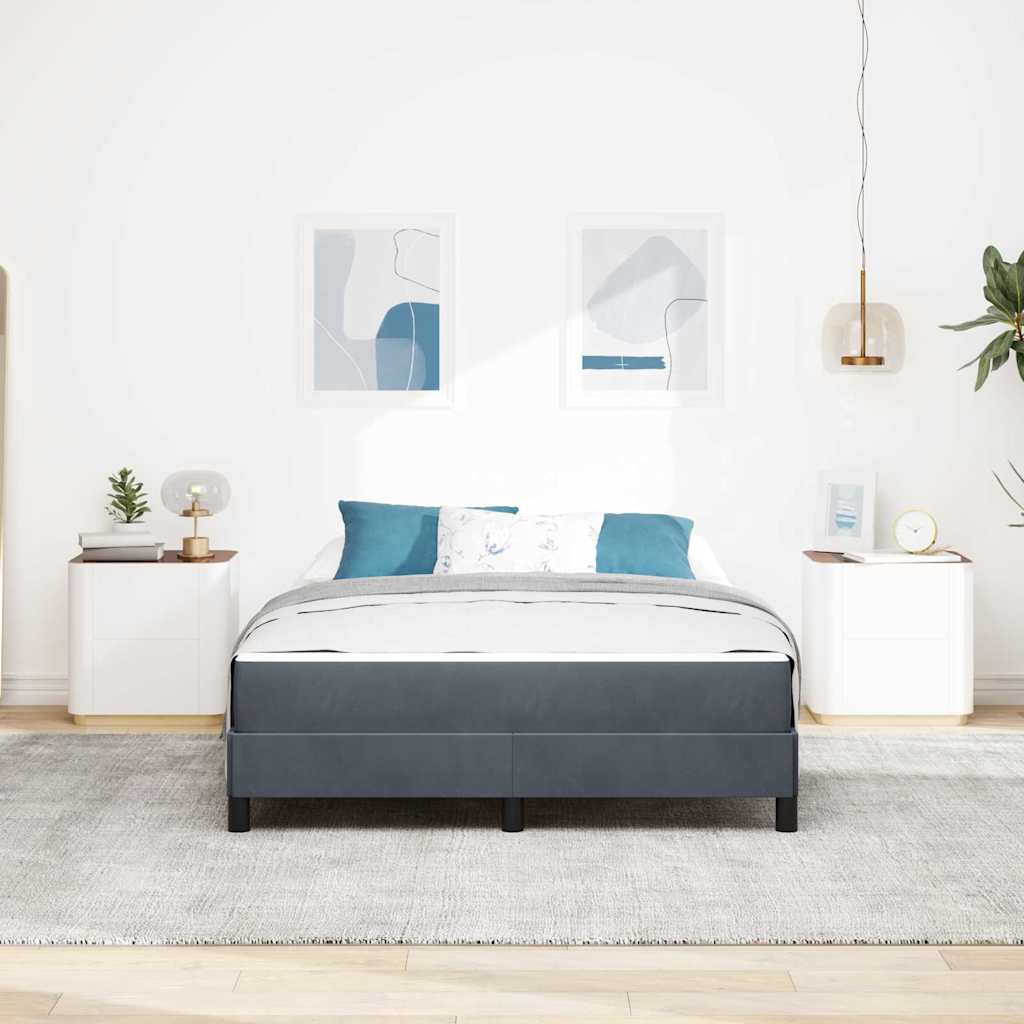 Box Spring Bed with Mattress Dark Gray 140 X 190 Cm Fabric