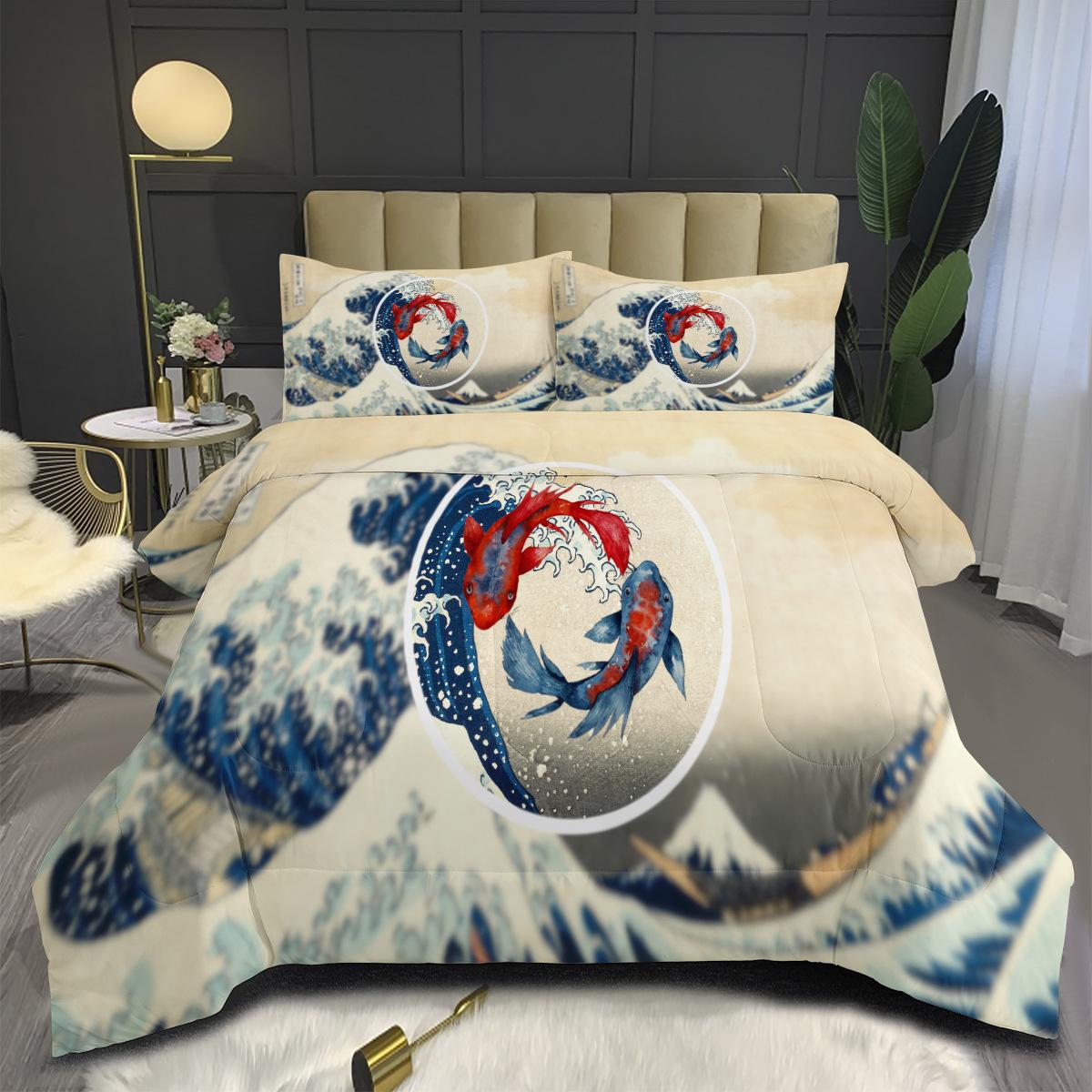 Digital Printing Fat Quilt Japanese Style Quilt Suit Three Piece Set 140*200cm