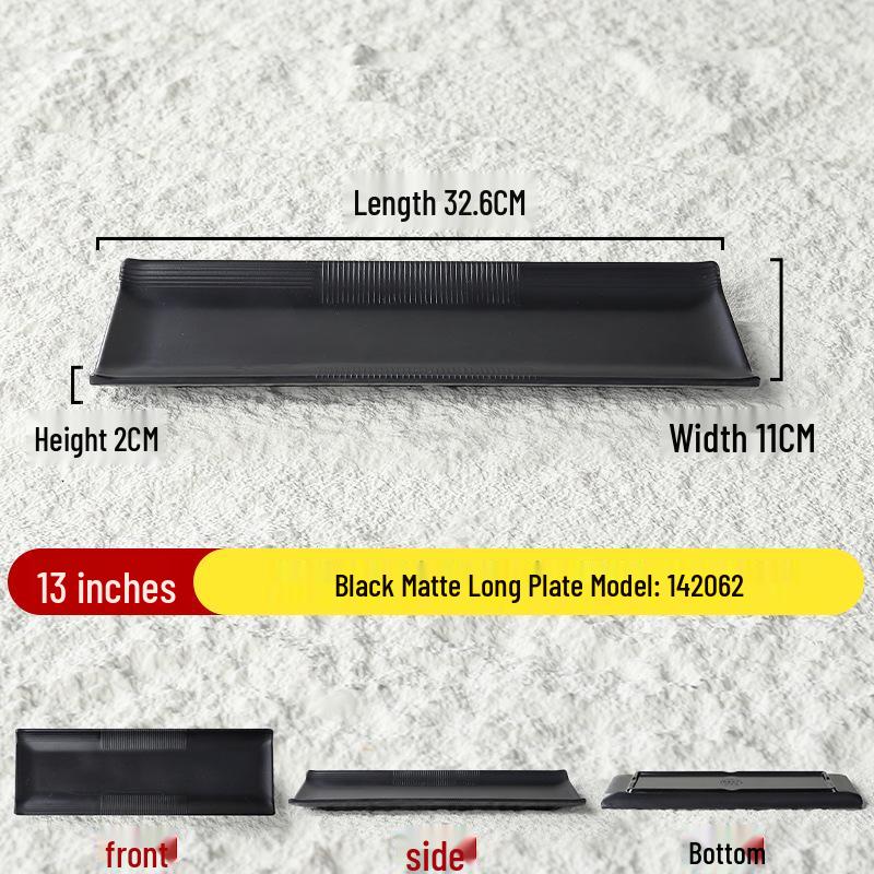 Melamine Black Rectangular Plate for Hot Pot, Sushi, and BBQ Standard
