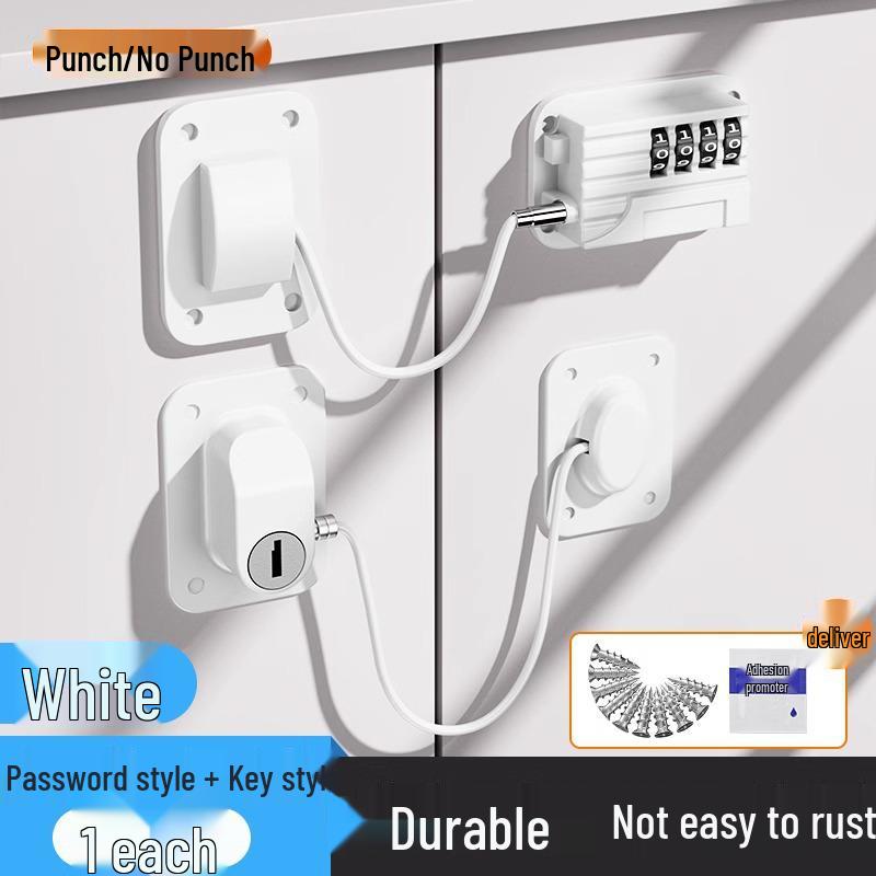 Punch-Free Anti-Theft Refrigerator & Cabinet Lock with Combination for Child Safety