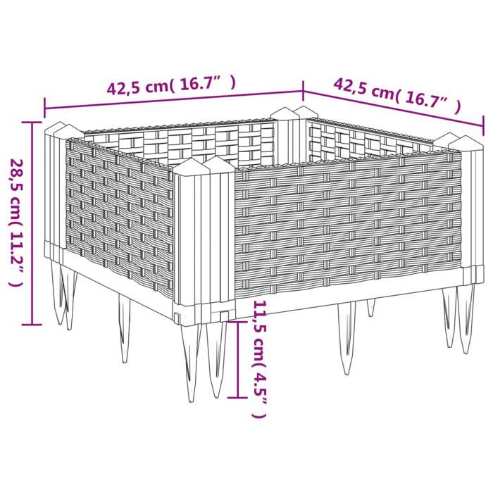 VidaXL Planter with Stakes Light Grey 42.5x42.5x28.5 Cm PP, Flower Box, Planter Stand, Flower Stand, Tub 368003