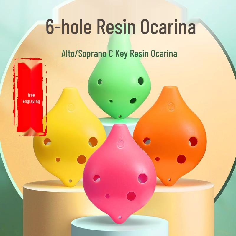 Durable, Easy-to-Play 6-Hole Alto Ocarina for Kids – Beginner's Resin Mini Instrument