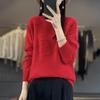 Women's Round Neck Wool Jacquard Sweater - Thick, Loose Fit for Autumn & Winter