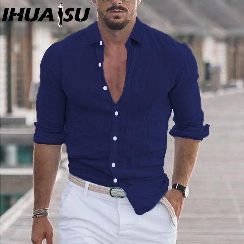 IHUASU Baumwolle Langarm T-Shirt Herrenmode Lockeres Shirt Bedrucktes Mitfühlendes Shirt