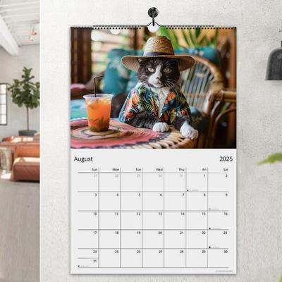Cat Calendar Funny Cats Hangable Monthly Calendar 2025 Cat Wall Calendar 12 Months Family Planner Calendar Present for Cat Love