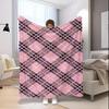 Pink Plaid Pattern Blanket Microfiber Flannel Cover Blanket Bedroom Living Room Sofa Soft And Comfortable Home Decoration
