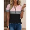 Casual Printed Zipper Front Tee Women - Relaxed Fit Short Sleeve Round Neck Top In Multiple Colors