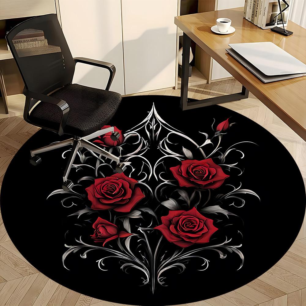 1pc Gothic Roses Chair Carpet for Office, Non-slip, Soft and Durable Office Rug for Decoration, Perfect for Office yy260105047