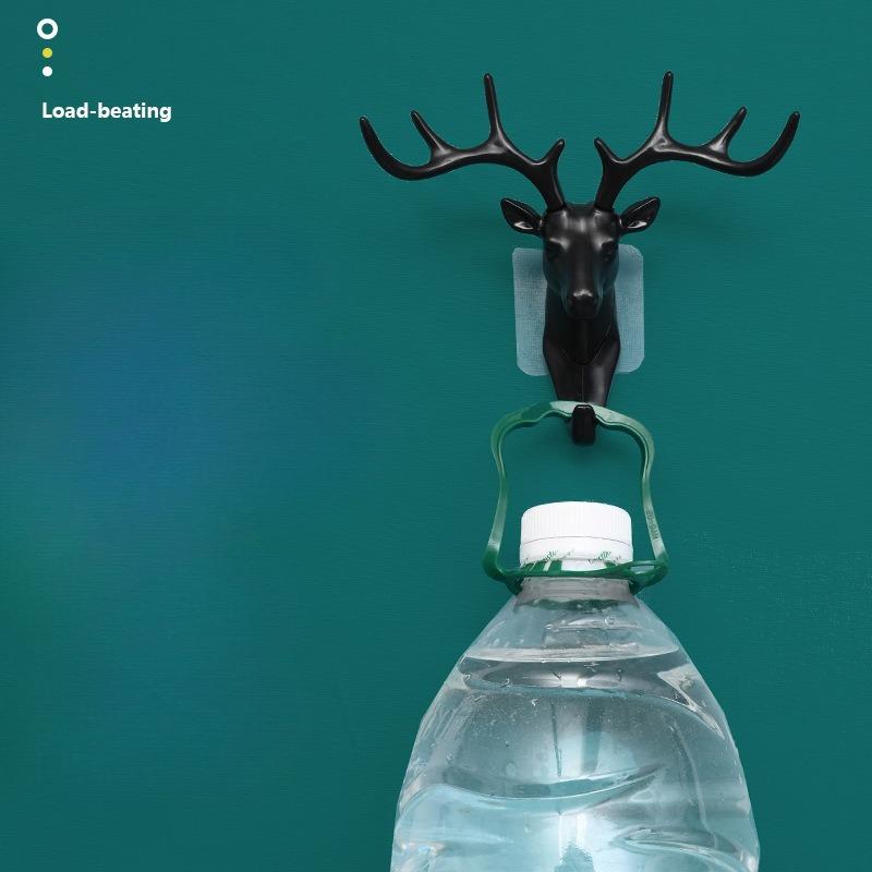 Antler Hooks for WallsNo Need for Drilling Strong Hanging Clothes Sticky Hooks for WallsDeer Head Decorative Hooks Key Hooks