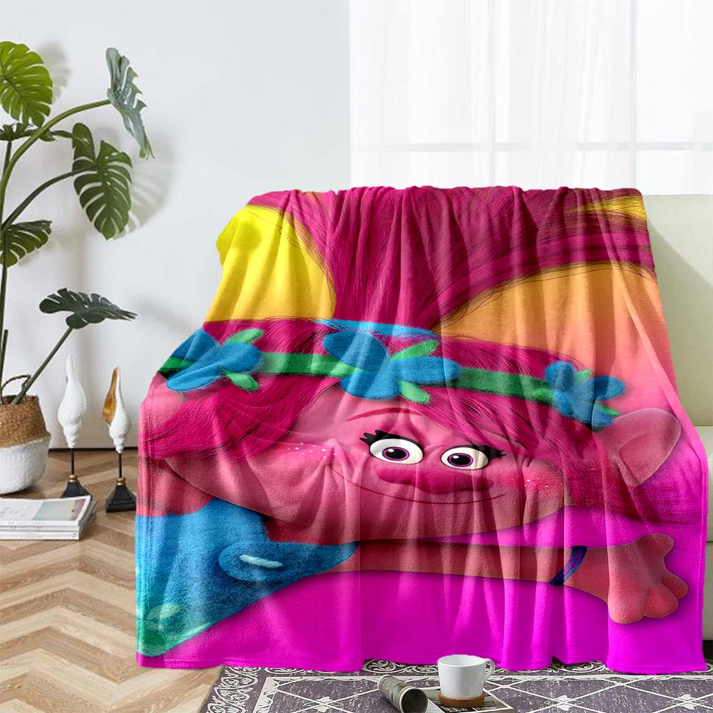 Trolls Theme Printed Blanket - Perfect for Couch, Bed, Travel & Outdoor Use | Machine Washable, Cozy & Durable.