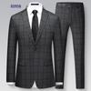 Luomeng Men's Slim Fit Stretch Business Suit Set
