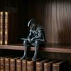 Shelf Sitter Decor Ancient Greek Warrior Statue, Sitting Soldier Figurine with Handcrafted Decorative Figures Helmet, Historical Desktop Ornament for