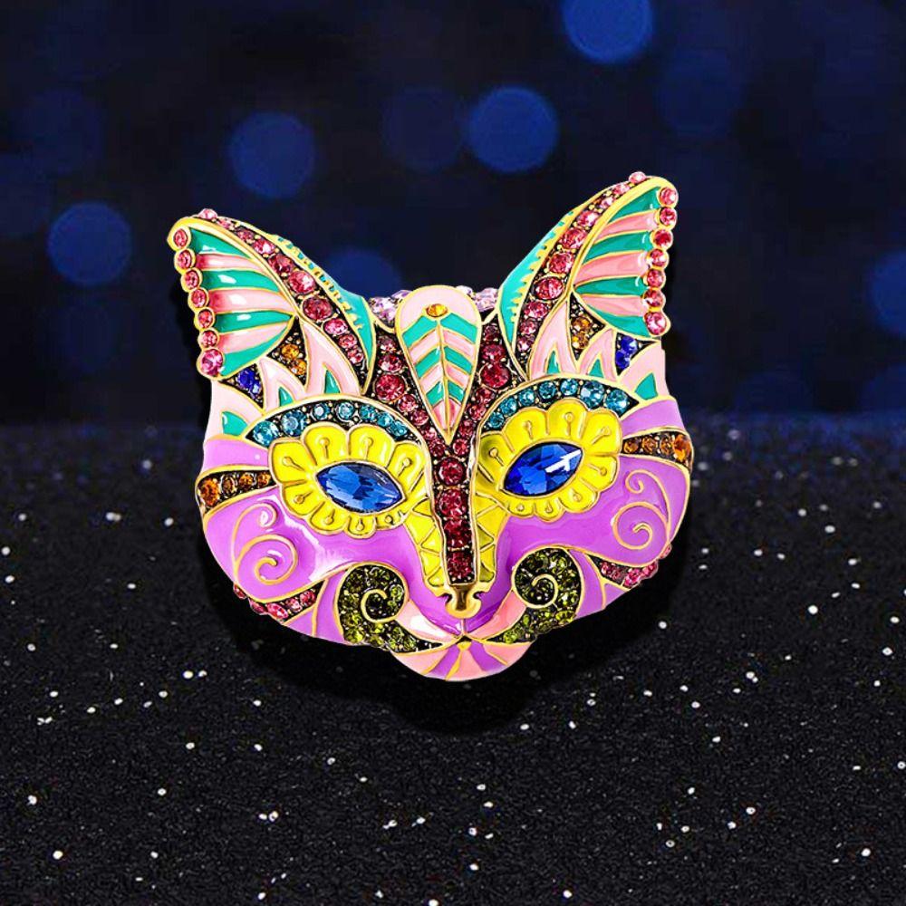 Jewelry Accessories Cat Enamel Brooch Exaggerated Vintage Collar Pin Retro Drip Oil Brooch  Girls