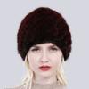 Women Winter Hand Knitted Genuine Mink Fur Hat Natural Warm Good Elasticity Fur Cap Russia Lady Quality Real Mink Fur Hats