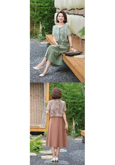 Elegant Chiffon Summer Dress for Middle-Aged & Elderly Women - Short Sleeve Long Skirt (2026 Edition)