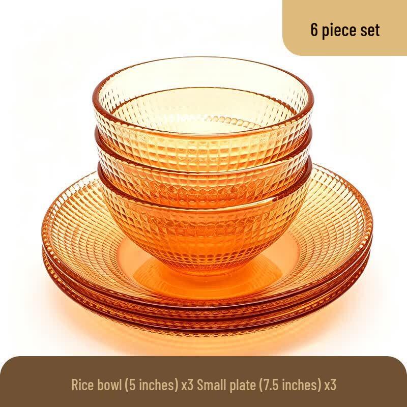 TAYOHYA Amber Galaxy Glass Tableware 6-Piece Set