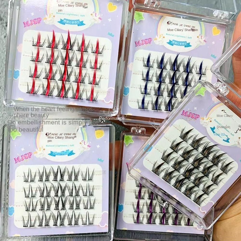 2 Box Beautiful Simulation Eye Eyelashes Natural 3D Curled Lashes Colored False Eyelashes  Women