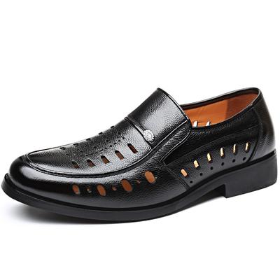 Fashion 2024 Summer High-End Leather Men's Sandals Hollow Breathable Comfortable Leather Shoes Simple And Versatile Non-Slip Men Sandals