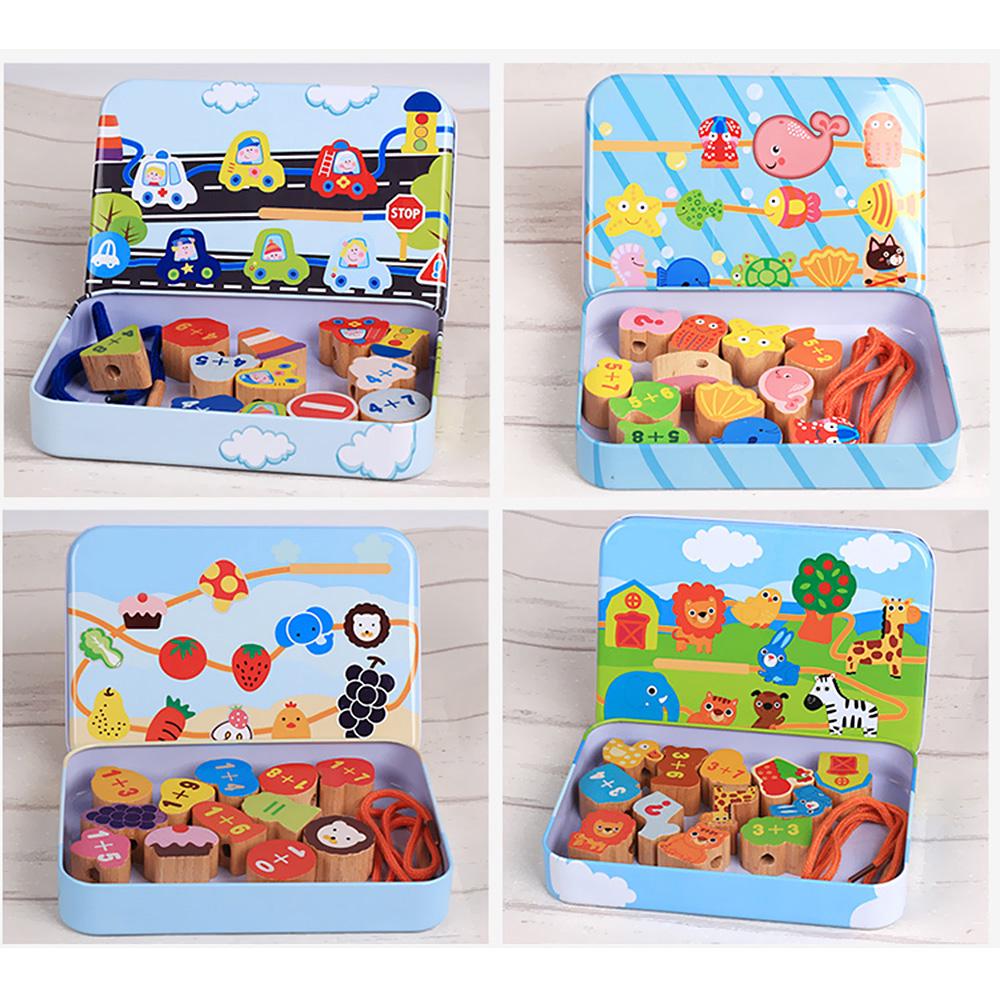 Buy Blocks Wood Toys Stringing For Kids Wooden With Storage Box at ...