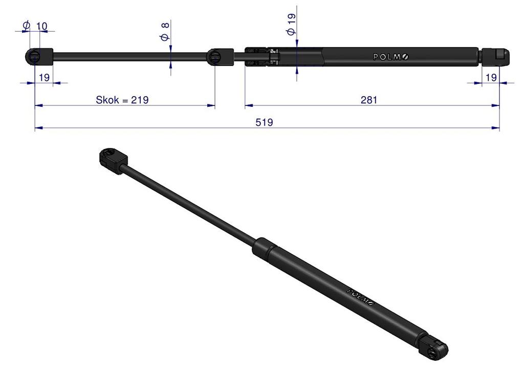 Siłownik Szyby Tylnej L Max. 519Mm 65419004 0.920.8140.3 Same Polmo