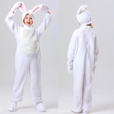 Kostium kreskówkowy zwierzęcia na Halloween, kostium królika, dziecięcy onesie, biały królik, szary królik, kostium na występ przedszkolny