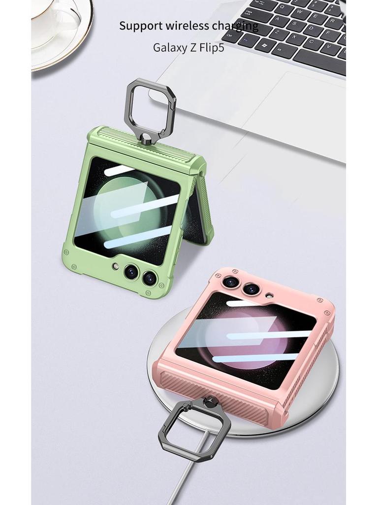 Samsung Flip5 Full Armor Hinge Case with Ring Holder