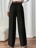 Elegante High-Waist Fließende Bodenlange Damenhose - Lockerer Gerader Schnitt, Unifarben, 2025 Design