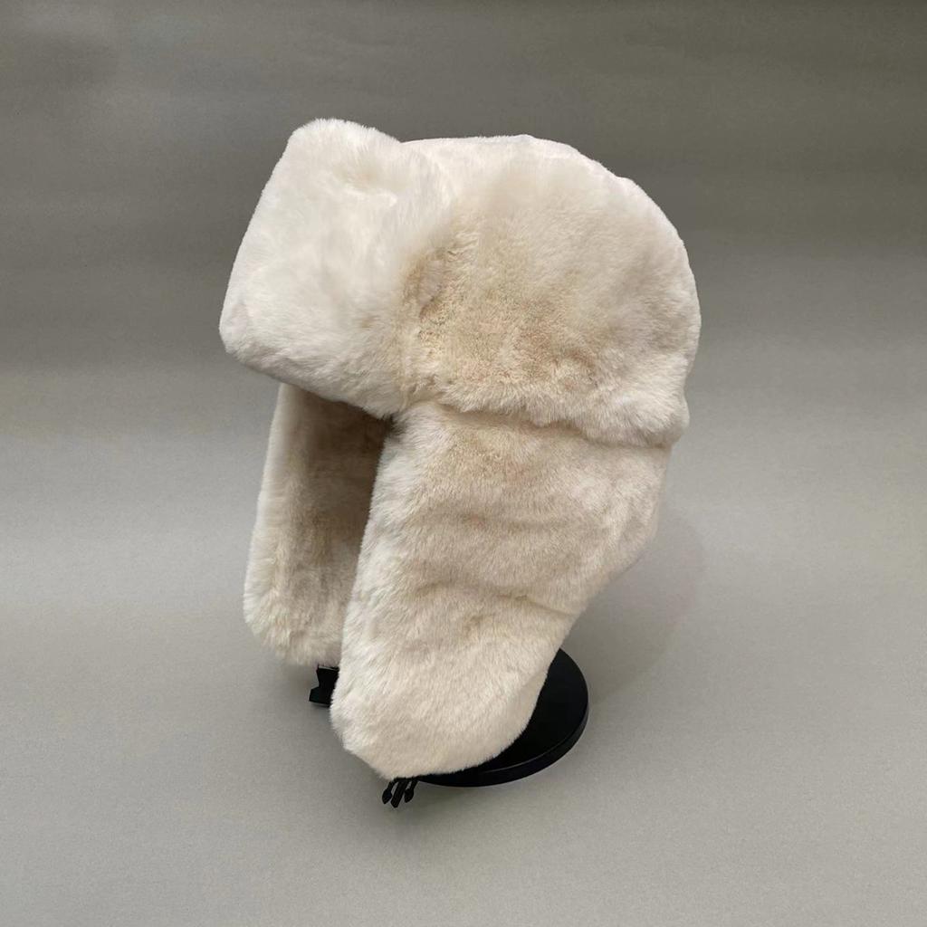 Winter Thermal Plush Faux Fur Pilot Hat with Detachable Ear Flaps -Beanie for Women , Cold Weather Skiing, Snowboarding, Hiking, Winter Hat
