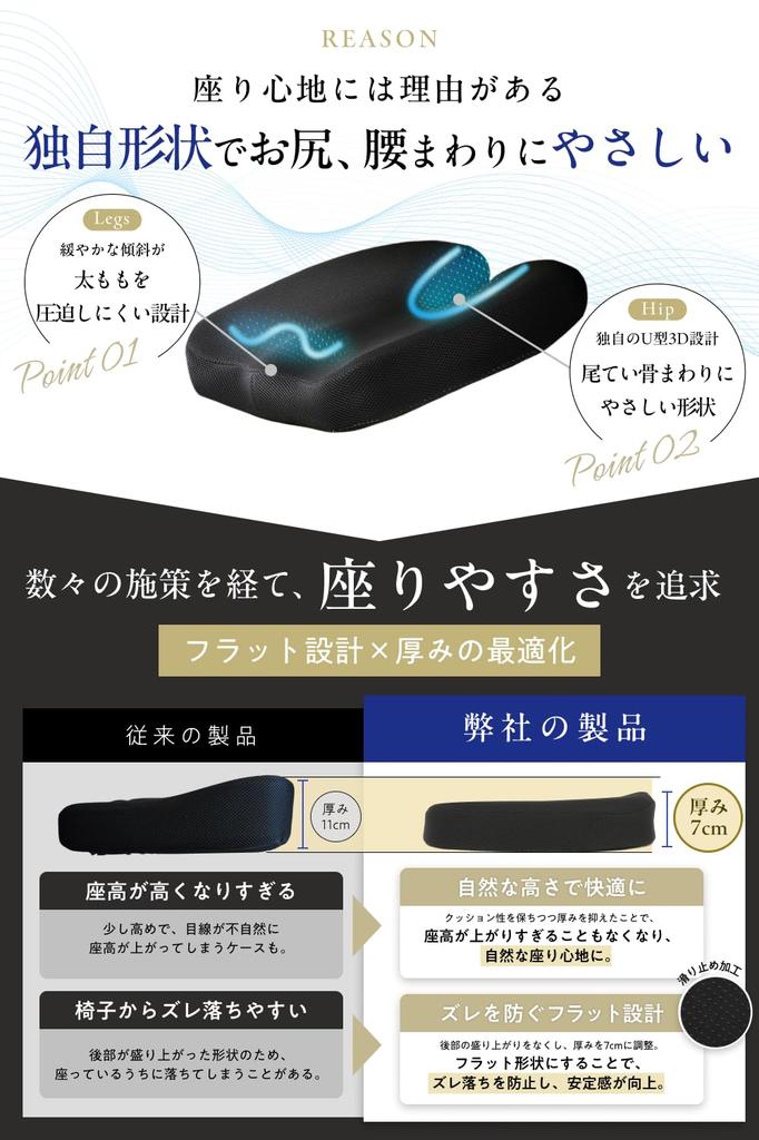 [Featured on George Tokoro's Setagaya Base] Chair Cushion, Floor Cushion, Chair Pad, Memory Foam Seat Cushion [Developed in collaboration with a chiro