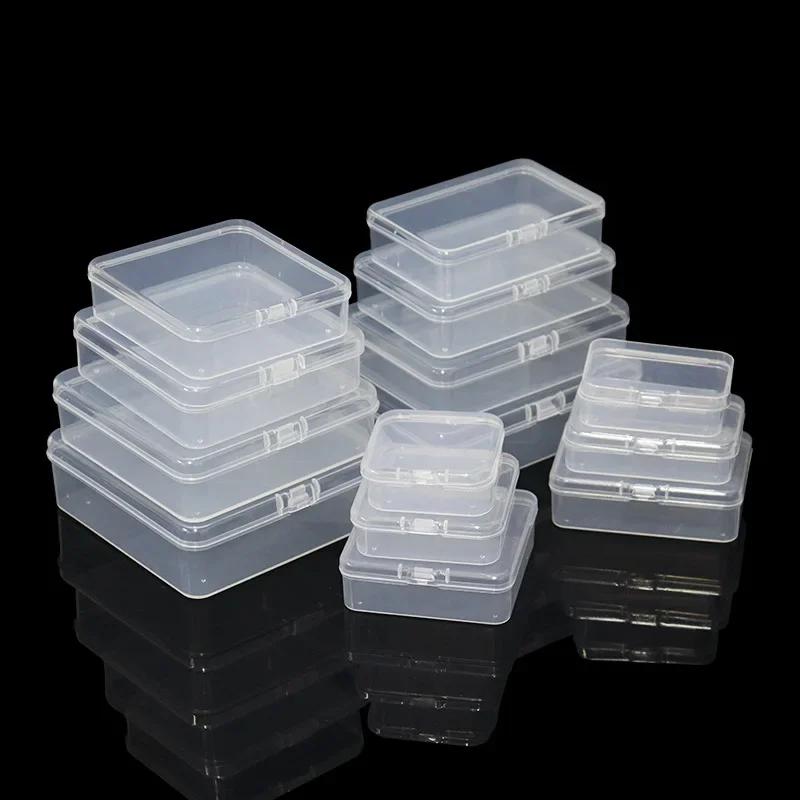 1 Piece Square PP Plastic Box Rectangular Storage Transparent Flip Cover Storage Parts Multifunctional Product Jewelry Packaging