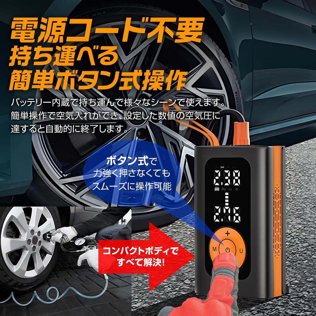 MAXWIN Electric Air Electric Air Compressor with Auto Pressure Setting for Car Cross and Rechargeable LED SOS Maximum Pressure of 150 PSI Pump,