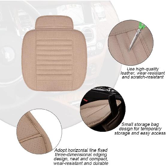 Leather Car Seat Cover, Car Front Seat Cushion/Protector, Breathable Comfort Automotive Seat Cover, Compatible with Most Cars, Vehicles, SUVs, Car