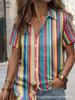 European and American summer hot-selling shirts, short-sleeved women's clothing, printed fashion lapel shirts, tops, casual women's clothing