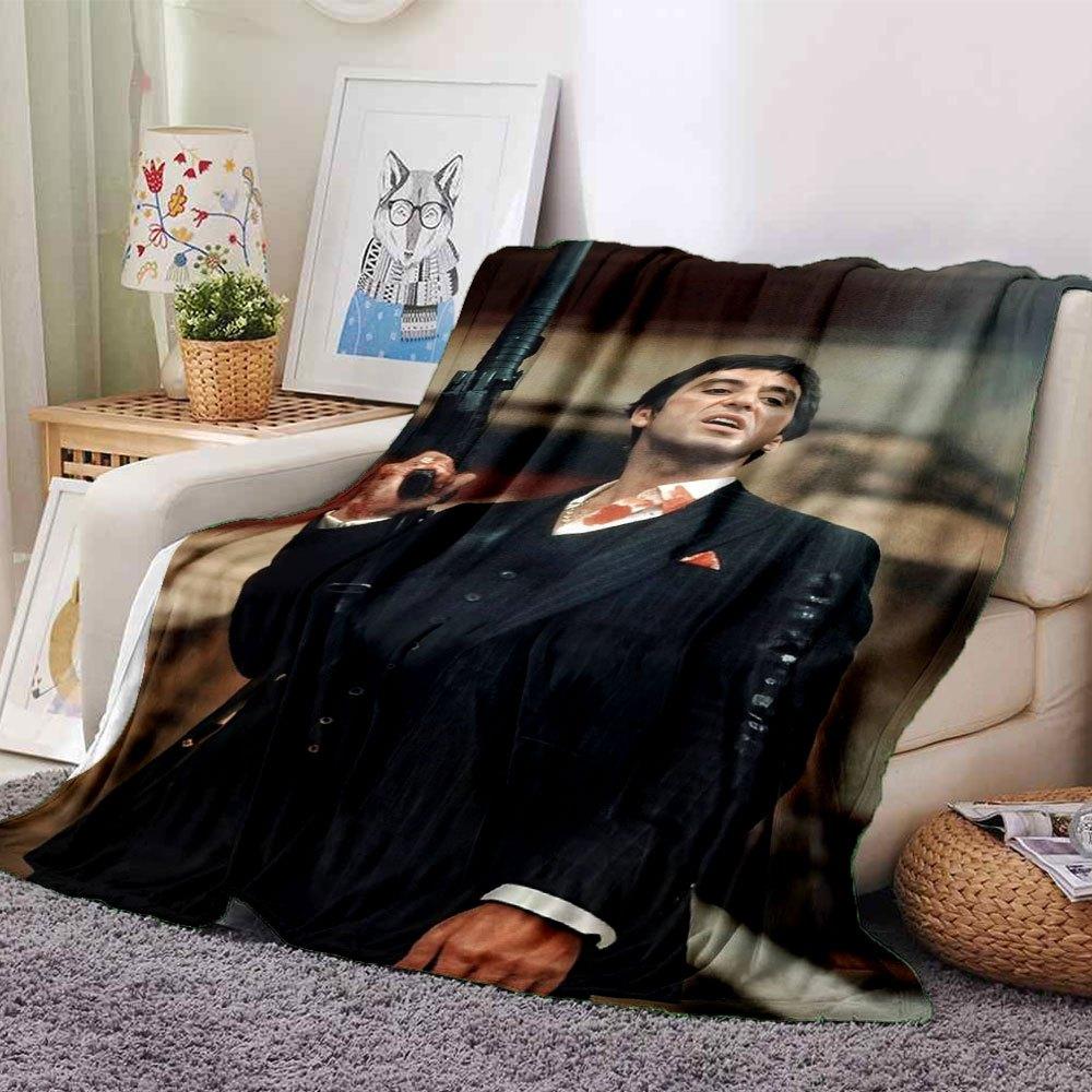 

1pc Scarface-Inspired Flannel Blanket - Soft Cozy All-Season Throw for Bedroom, Sofa, Camping, Travel - Perfect Gift for Movie FansB64 80cmx120cm(31inx47in)