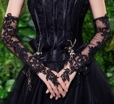 Nuevos guantes largos de encaje gótico Lolita sólido fino guantes JK niñas mitones Oversleeve mujeres moda Sun Block Cuff guantes sin dedos