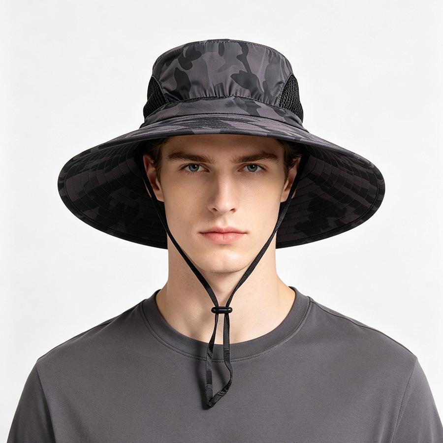 Men's and Women's Big-eaves Bucket Hat Outdoor Sunscreen Anti-splashing Sun Hat Summer Outdoor Hiking Quick-drying Camouflage Hat