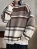 Men's Retro Color-Block Striped Knit Sweater - Autumn/Winter Casual Loose Fit
