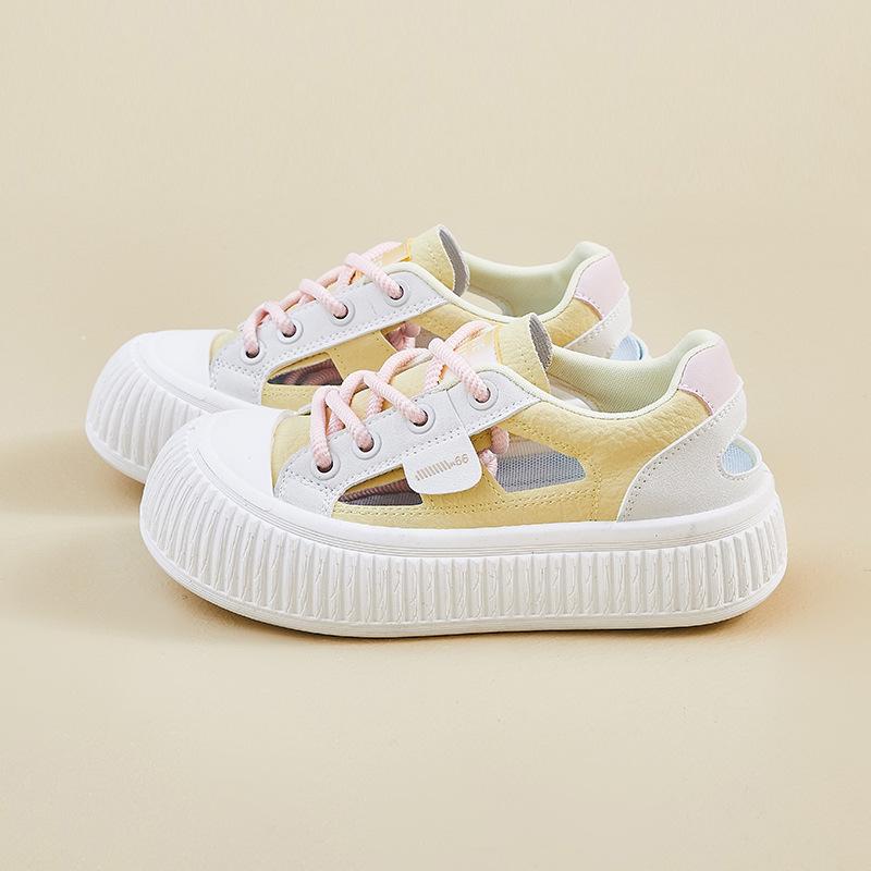 Fashion Women Shoes 2025 Summer New Breathable Mesh Hollow Non Slip Woman Platform Sneakers Comfortable Height Increase Casual Shoes