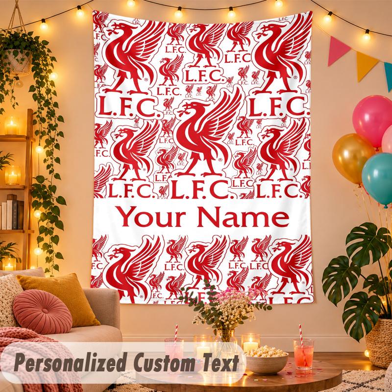 Liverpool Personalisierte Wandteppich Benutzerdefinierter Name Text Polyester Hängende Dekoration Haus Zimmer