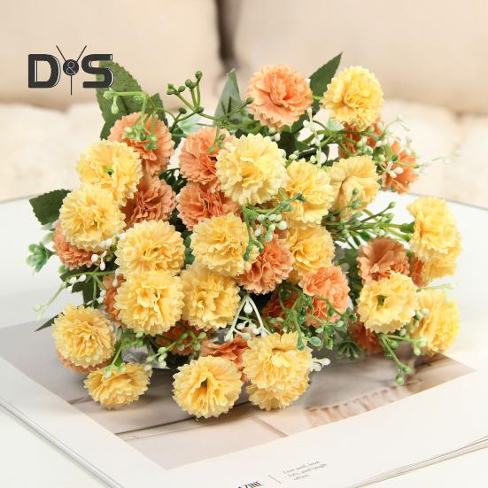 Artificial Carnation 20 Heads Realistic Fake Silk Flower Wedding Party Home Office Table Centerpiece Faux Floral Plants Branch Decoration