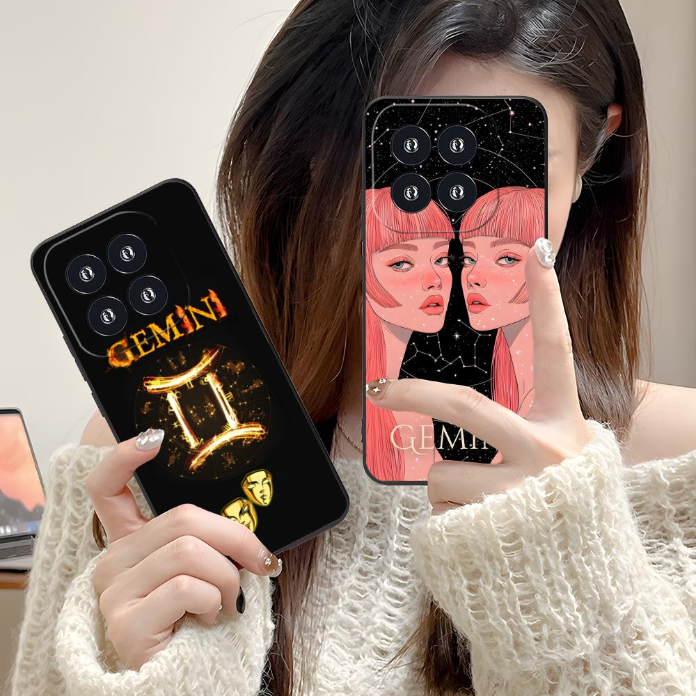 Zodiac Sign Gemini Mobile Phone Case for Xiaomi 15 14 13 12 Mi 11 T Ultra Lite Pro S X 5G Colorful Printing Cover Luxury Pretty