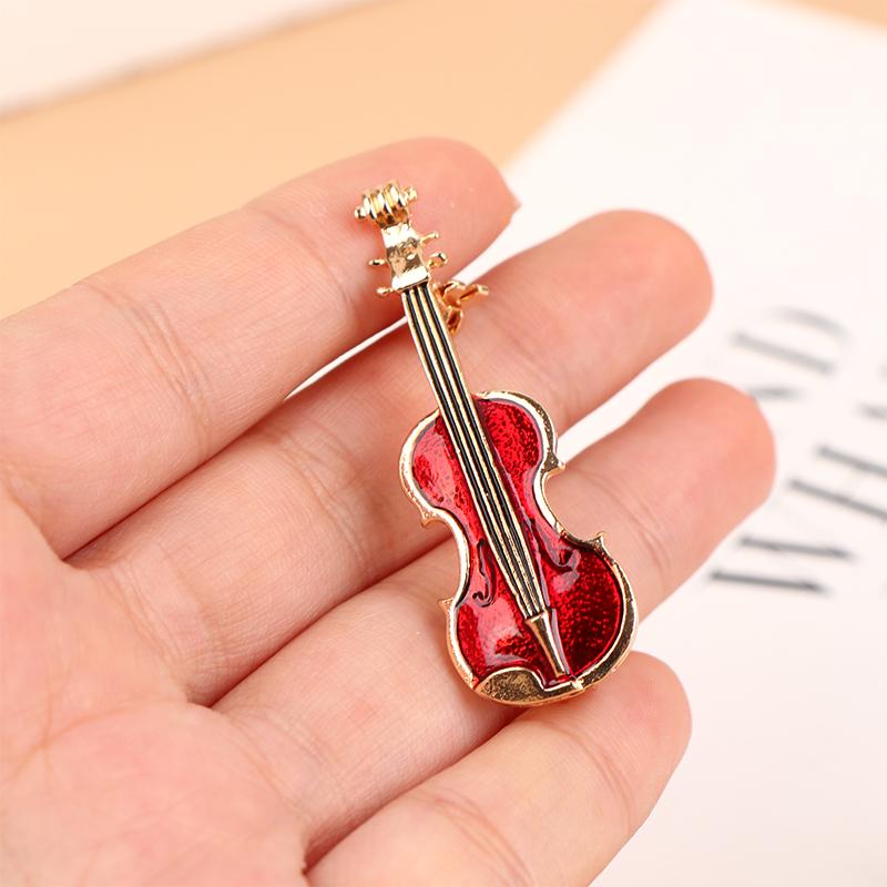 1ks Elegantní červené housle Pins Brože Lady Instruments Brož Šperky