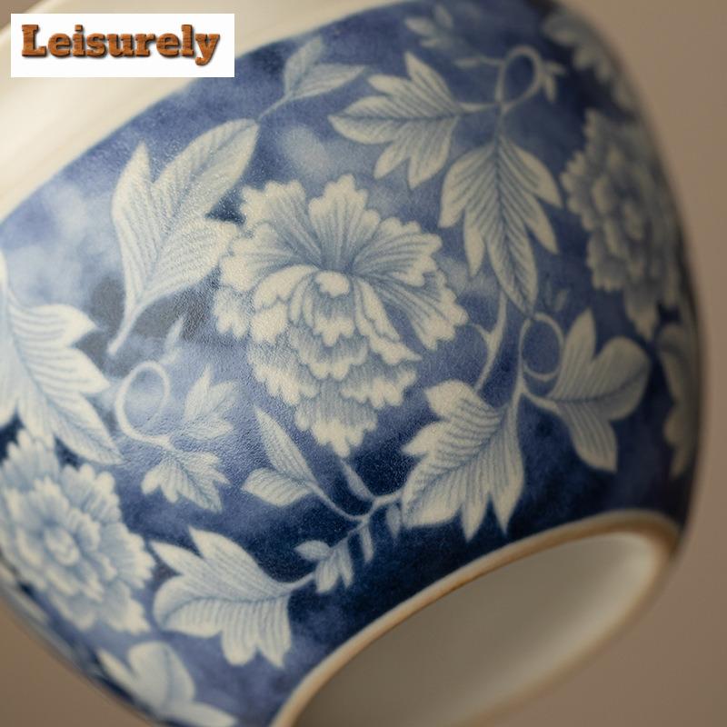 500ML Soda Glaze Yuan Blue and White Jianshui Tea Wash Tea Residue Bucket Tea Garbage Can Chaxi Cha Accessories Decoration