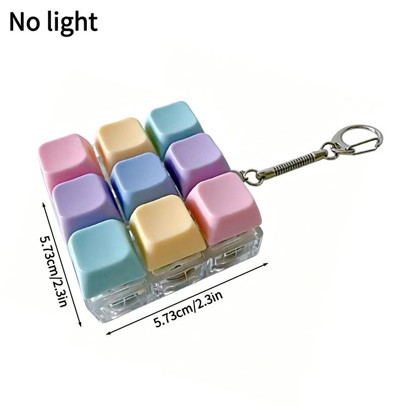 Glowing Keybopard Keychain 1-9 Key Keycap Keychain Press Button Keyring Stress Releasing Decompression Keyrings Bags Charms